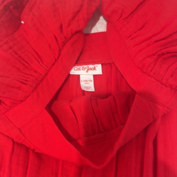 Cat and Jack NWT red cotton girls romper size L 10-12. Bright red- elastic waist - Picture 4 of 4